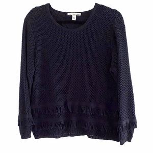 Cotton by Autumn Cashmere Navy Fringe Sweater